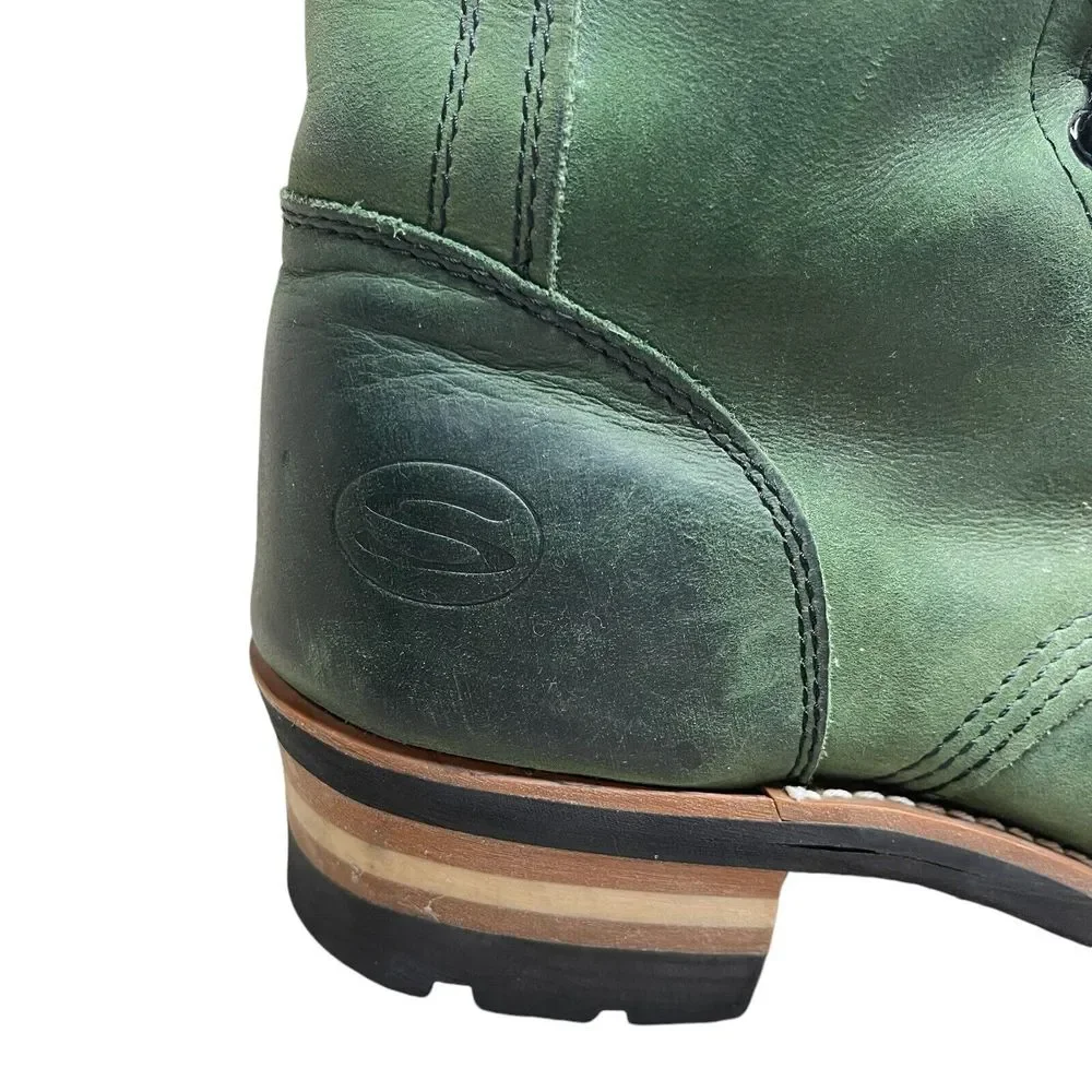 VTG Y2K Skechers Dark Green Suede Combat Boots Womens 8 Lace Up Grunge Rare Find - Picture 10 of 12